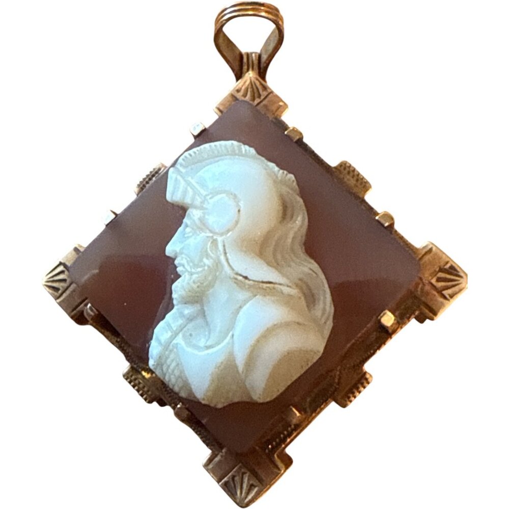 Rose Gold Cameo Classical Centurion Roman Soldier Locket Pendant 1x1 Inch